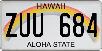 HI license plate ZUU684