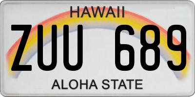 HI license plate ZUU689