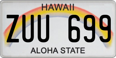 HI license plate ZUU699