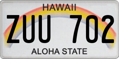 HI license plate ZUU702