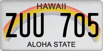 HI license plate ZUU705