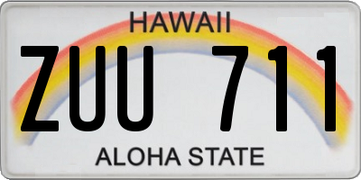 HI license plate ZUU711
