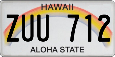 HI license plate ZUU712