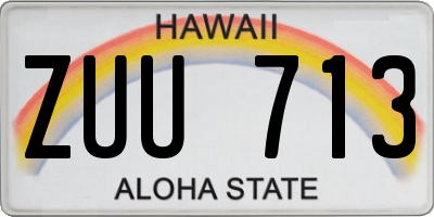 HI license plate ZUU713