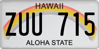 HI license plate ZUU715