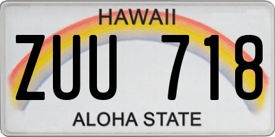 HI license plate ZUU718