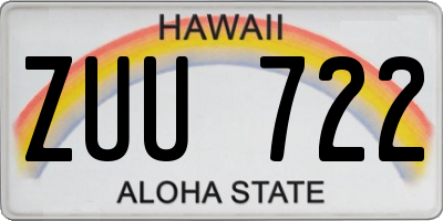 HI license plate ZUU722