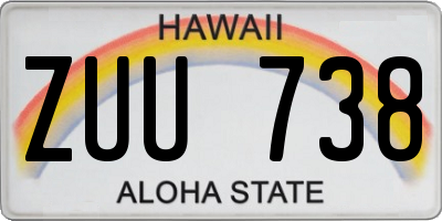 HI license plate ZUU738