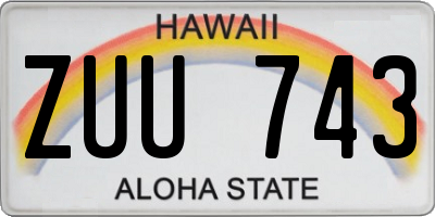 HI license plate ZUU743