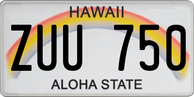 HI license plate ZUU750