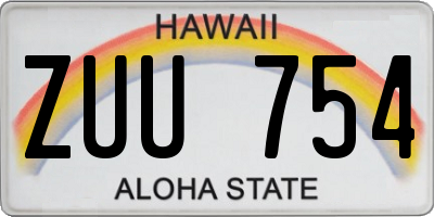 HI license plate ZUU754