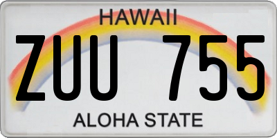 HI license plate ZUU755