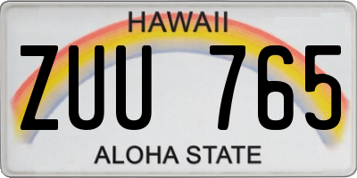 HI license plate ZUU765