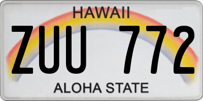 HI license plate ZUU772