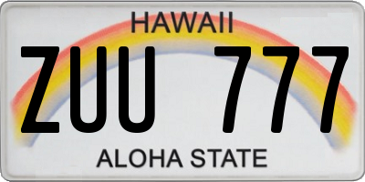 HI license plate ZUU777