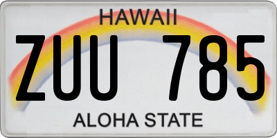 HI license plate ZUU785