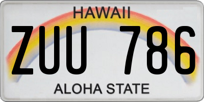 HI license plate ZUU786