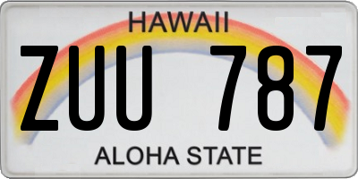 HI license plate ZUU787