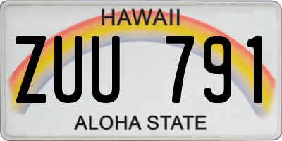 HI license plate ZUU791