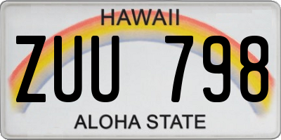 HI license plate ZUU798