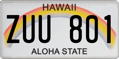 HI license plate ZUU801