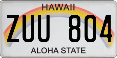 HI license plate ZUU804