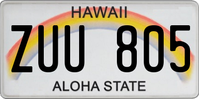 HI license plate ZUU805