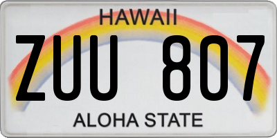 HI license plate ZUU807