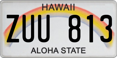 HI license plate ZUU813