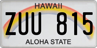 HI license plate ZUU815