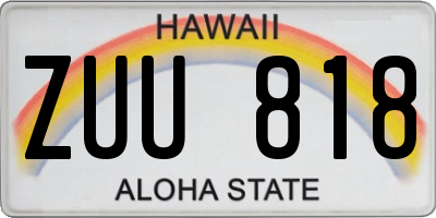 HI license plate ZUU818