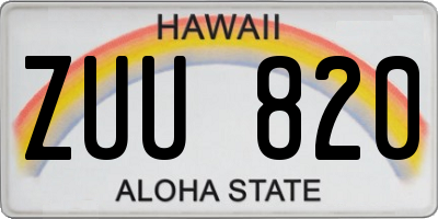 HI license plate ZUU820