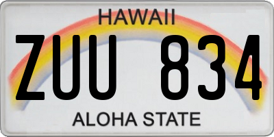 HI license plate ZUU834