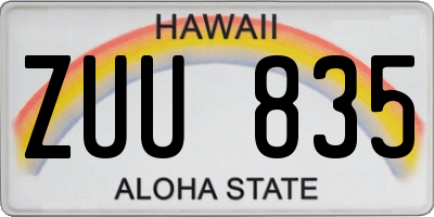 HI license plate ZUU835