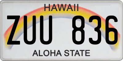 HI license plate ZUU836