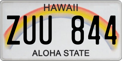 HI license plate ZUU844