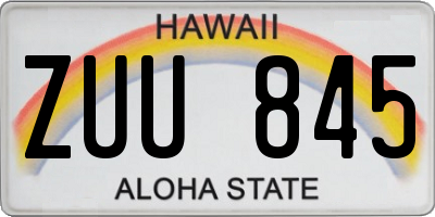 HI license plate ZUU845