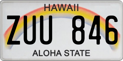 HI license plate ZUU846