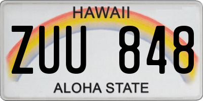 HI license plate ZUU848