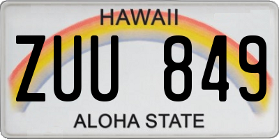 HI license plate ZUU849