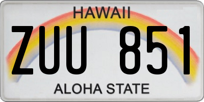 HI license plate ZUU851