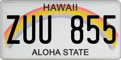 HI license plate ZUU855