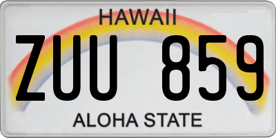 HI license plate ZUU859