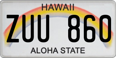 HI license plate ZUU860