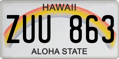 HI license plate ZUU863