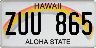 HI license plate ZUU865