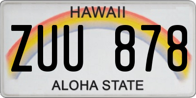 HI license plate ZUU878
