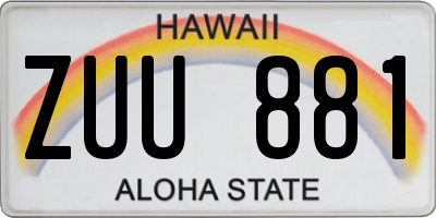 HI license plate ZUU881