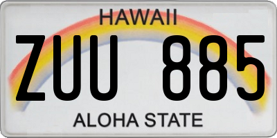 HI license plate ZUU885