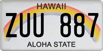 HI license plate ZUU887